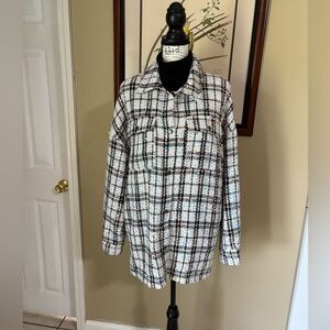 New with tags Boutique Sequin Black and White Lined Shacket Large L